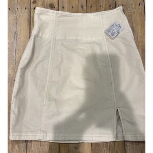 NWT~Free People Corduroy Skirt 0 Holding On To A Dream High Waist Ivory Stretch